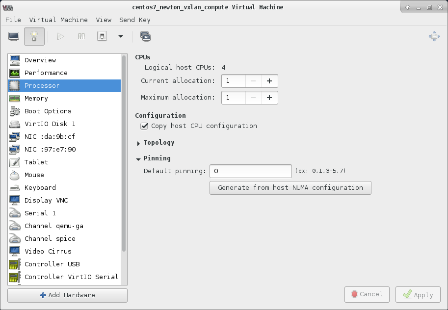 cpu pinning compute node openstack kvm installation