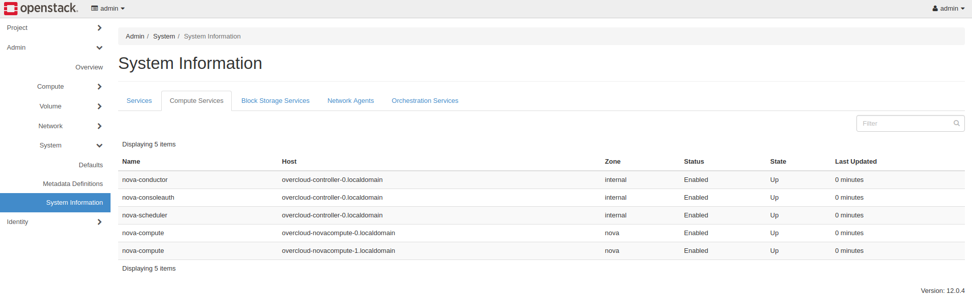openstack pike compute services