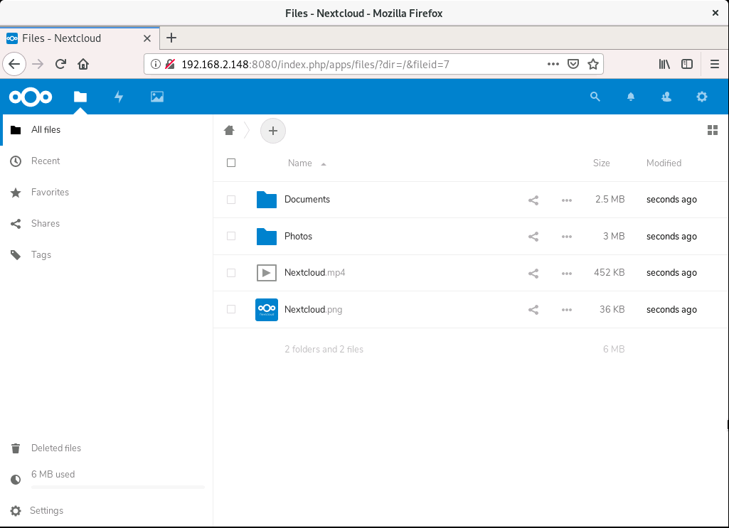 nextcloud dashboard
